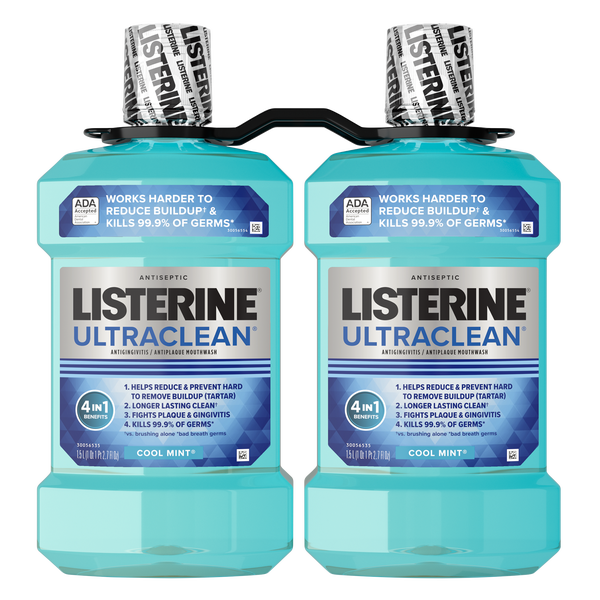 Listerine Ultraclean Mouthwash, Cool Mint, 1.5 L, 2 ct