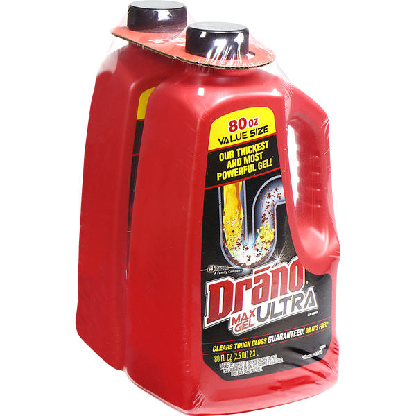 Drano Ultra Max Gel Clog Remover, 80 fl oz, 2 ct