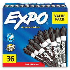 EXPO Low Odor Dry Erase Marker, Chisel Tip, Black, 36 ct