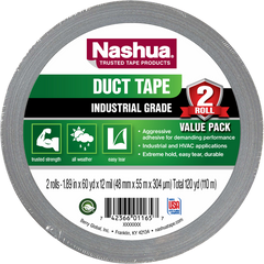 Nashua Industrial Grade Duct Tape, Silver, 1.89" x 60.1 yards, 2 ct