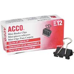 ACCO 1/2" Mini Binder Clips, 12 ct