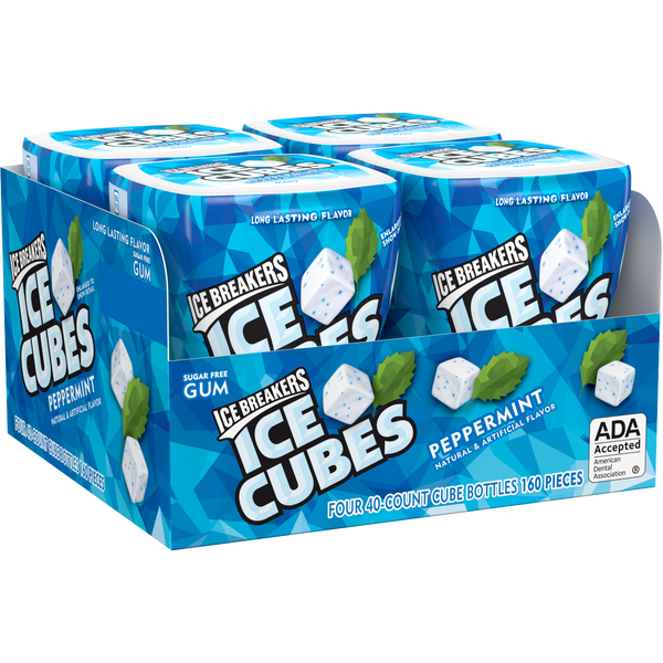 Ice Breakers Ice Cubes Sugar Free Gum, Peppermint, 40 pieces, 4 ct