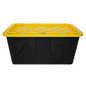 Greenmade Storage Bin with Lid, 27 Gallon, Black and Yellow