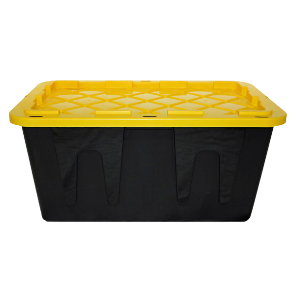 Greenmade Storage Bin with Lid, 27 Gallon, Black and Yellow