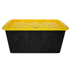 Greenmade Storage Bin with Lid, 27 Gallon, Black and Yellow