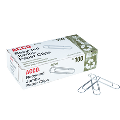 ACCO Recycled Jumbo Paper Clips, 1000 ct