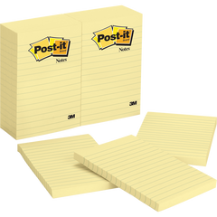 Post-it Notes, 4" x 6", Canary Yellow, Lined, 100 Sheets, 12 Pads