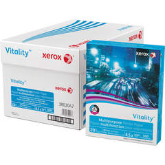 Xerox Vitality Multipurpose Printer Paper, 92 Bright, 20 lb, White, 8-1/2" x 11", 10 Reams, 5000 Sheets