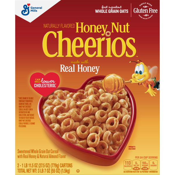 Cheerios Cereal, Honey Nut, 27.5 oz, 2 ct