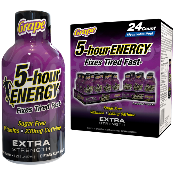 5-hour Energy Shot, Extra Strength, Grape, 1.93 fl oz, 24 ct