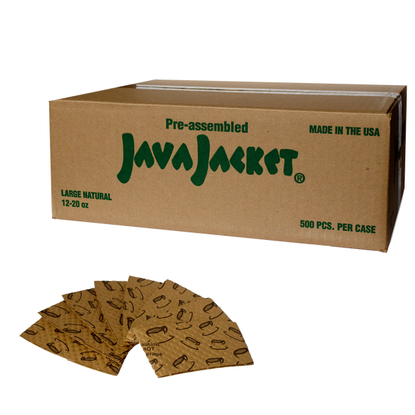 Java Jacket Hot Cup Sleeves, Natural Kraft, 12-20 oz, 500 ct