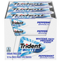 Trident White Sugar Free Gum, Peppermint, 16 Pieces, 12 ct