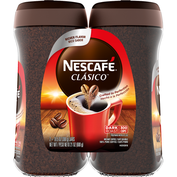 Nescafe Clasico Instant Coffee, Dark Roast, 10.5 oz, 2 ct