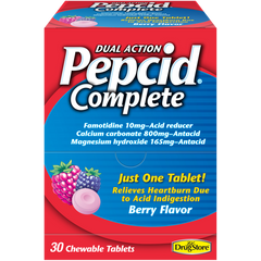 Pepcid Complete Dual Action Heartburn Relief, Chewable Tablets, Berry, 30 ct