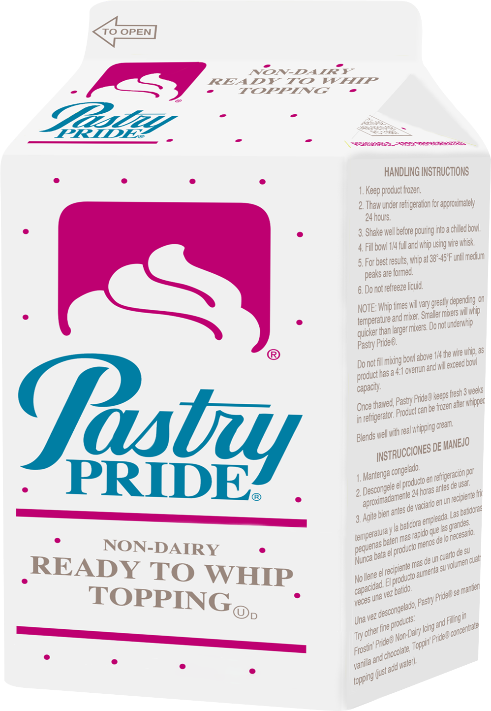 Pastry Pride Ready to Whip Topping, Non-Dairy, 8 lbs