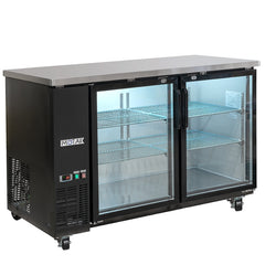 MoTak MBB-2D-60-G 58 7/8" Bar Refrigerator - 2 Swinging Glass Doors, Black, 115v