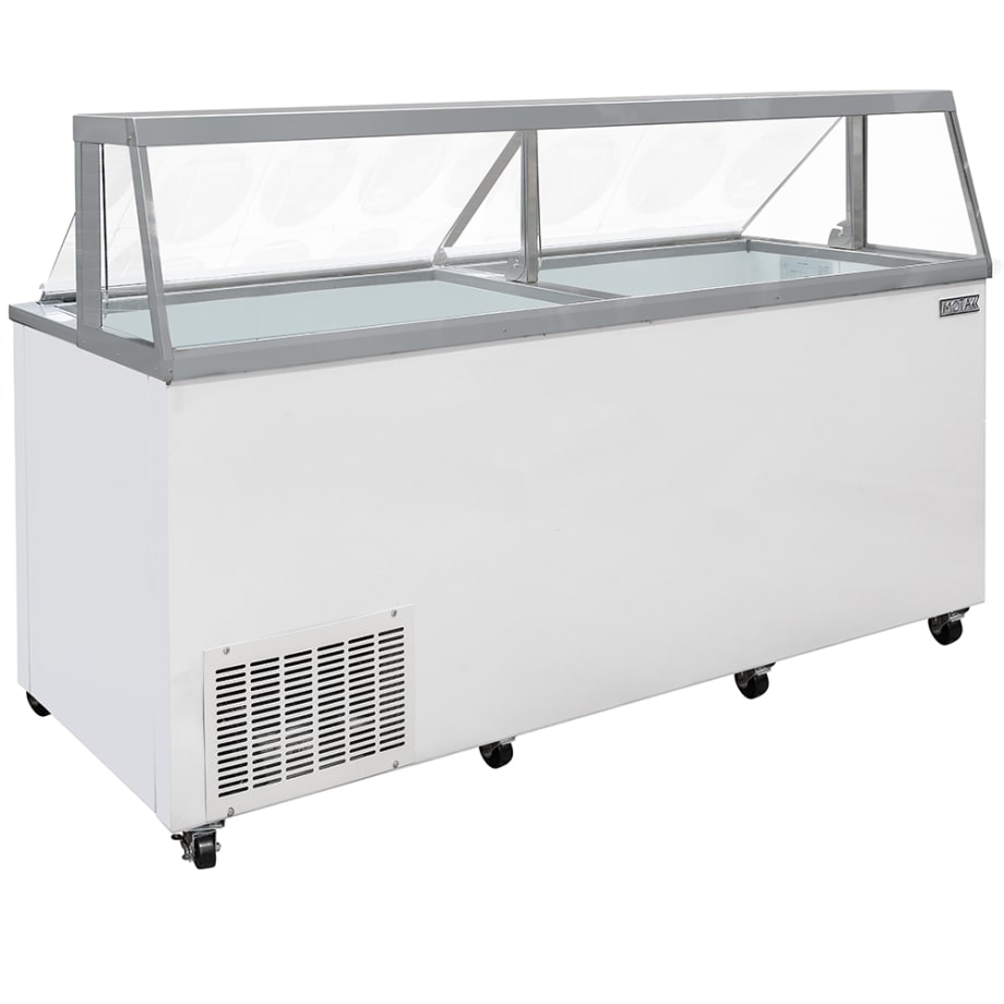 MoTak MDC35-X 88 5/8" Mobile Ice Cream Dipping Cabinet w/ 28 Tub Capacity - White, 115v