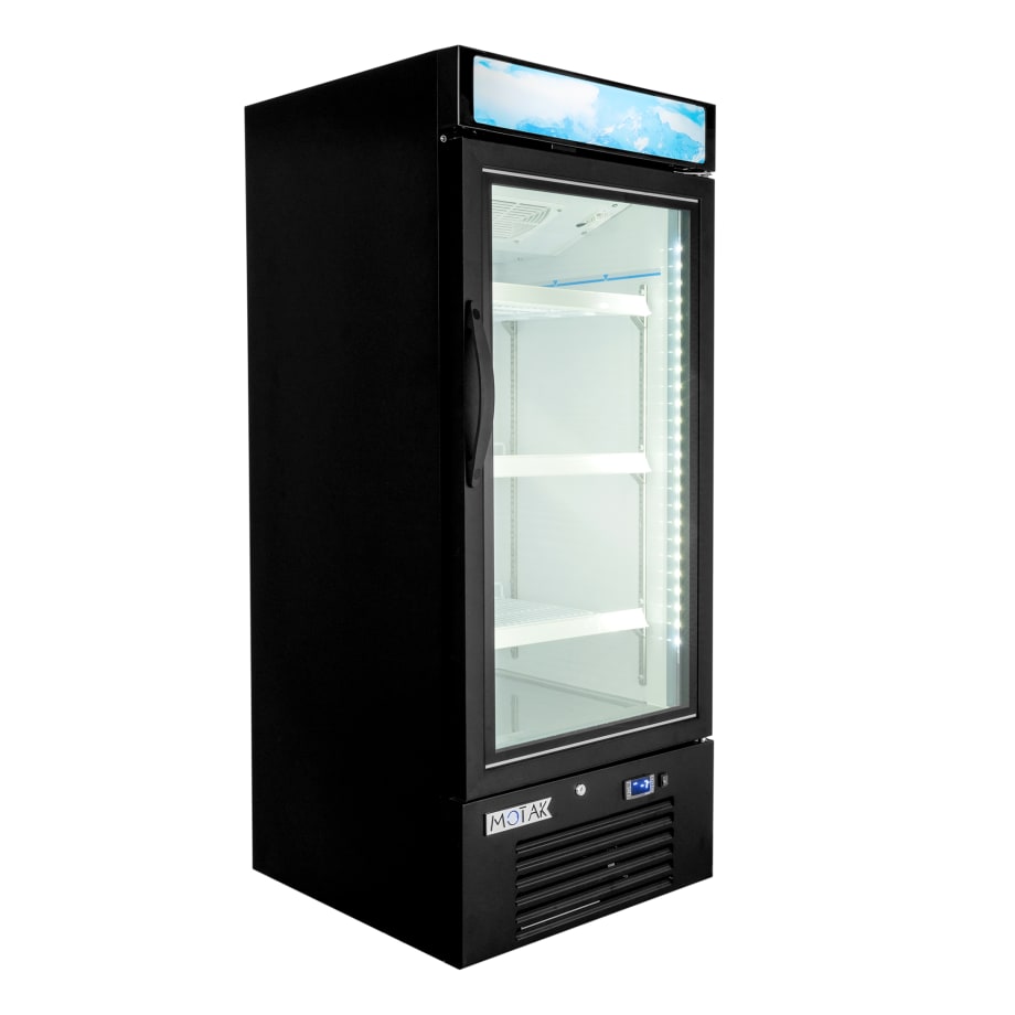 MoTak MGD-1DF-12 25" One Section Display Freezer w/ Swing Doors - Bottom Mount Compressor, Black,?