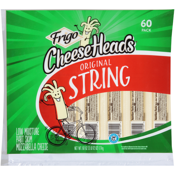 Frigo Cheese Heads String Cheese Sticks, Original, 1 oz, 60 ct