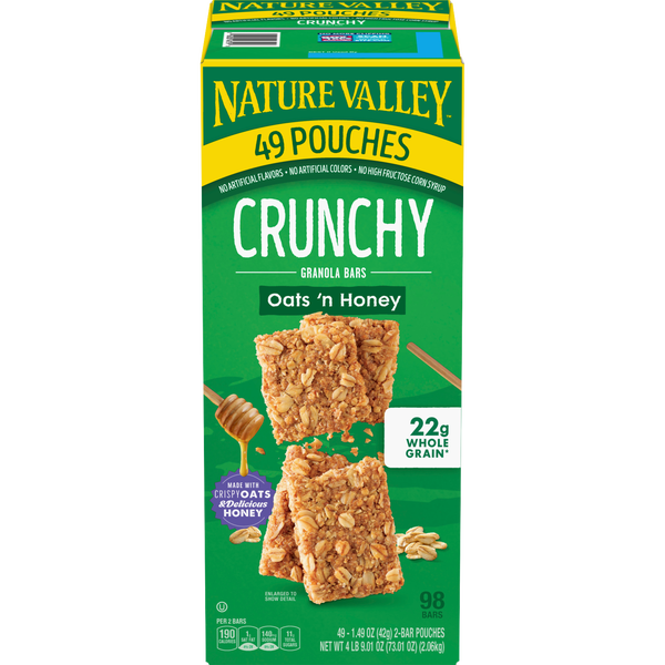 Nature Valley Crunchy Granola Bars, Oats 'n Honey, 1.49 oz, 49 ct