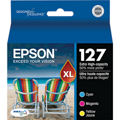 Epson 127XL Ink Cartridge, Extra High Yield, Cyan/Magenta/Yellow, 3 pk