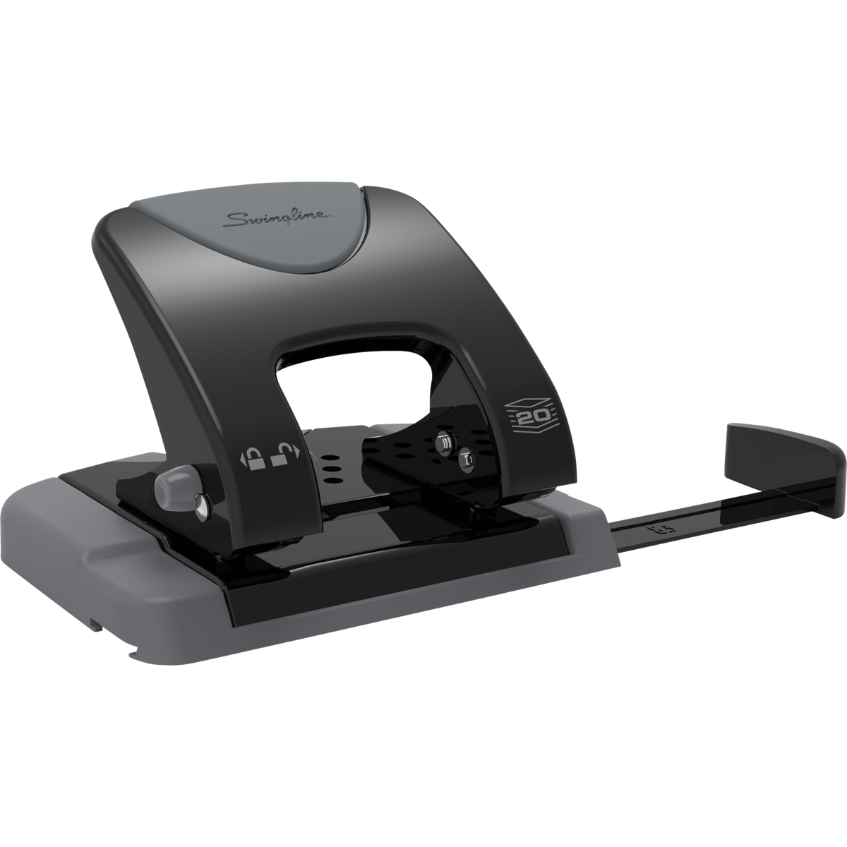 Swingline SmartTouch 2-Hole Punch, 20 Sheet Capacity, Black