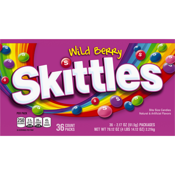 Skittles Wild Berry Full Size Chewy Candy, 2.17 oz, 36 ct