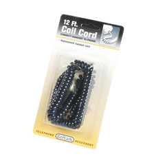 Softalk 12' Coiled Phone Cord, Black