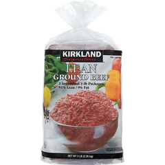 Kirkland Signature Lean Ground Beef, 91% Lean, 1 lb Chub, 5 ct