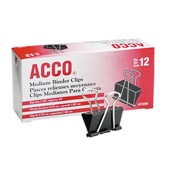 ACCO 1-1/4" Medium Binder Clips, 12 ct