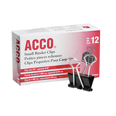 ACCO 3/4" Small Binder Clips, 12 ct