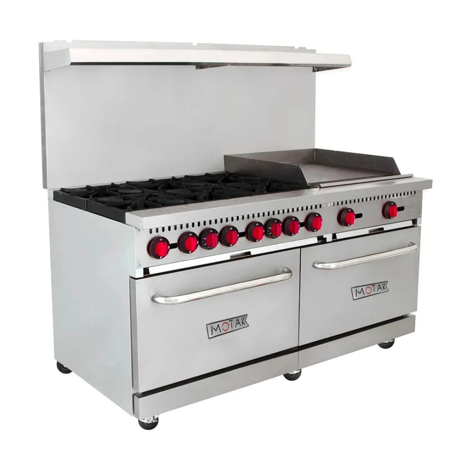 MoTak MR10-G24-C-S 60" 6 Burner Gas Range w/ Griddle & (2) Standard Ovens, Convertible