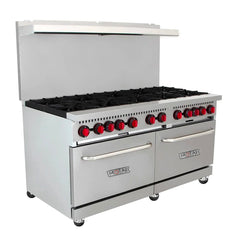 MoTak MR10-C-S-3 60" 10 Burner Gas Range w/ (2) Standard Ovens, Convertible