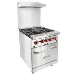 MoTak MR4-C-S-3 24" 4 Burner Gas Range w/ Standard Oven, Convertible