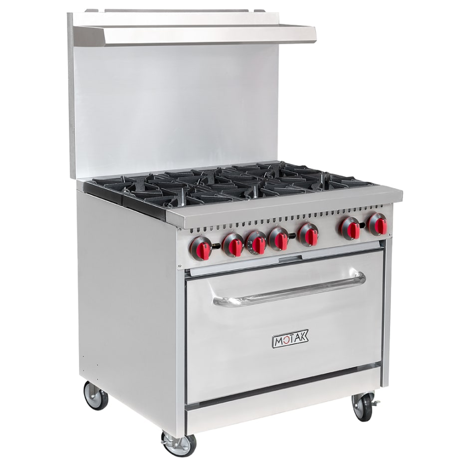 MoTak MR6-C-S 36" 6 Burner Gas Range w/ Standard Oven, Convertible