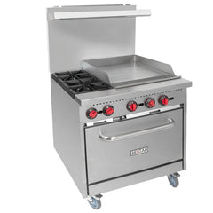 MoTak MR6-G24-C-S 36" 2 Burner Gas Range w/ Griddle & Standard Oven, Convertible