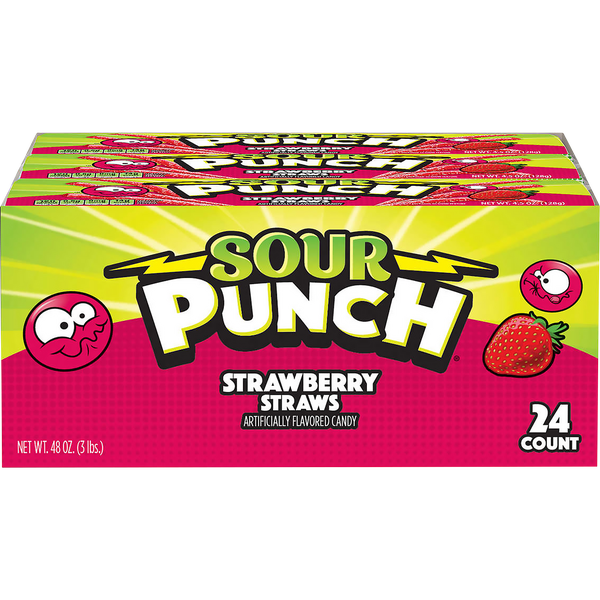 Sour Punch Straws, Strawberry, 2 oz, 24 ct