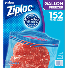 Ziploc Grip 'n Seal Freezer Bags, Gallon, 152 ct