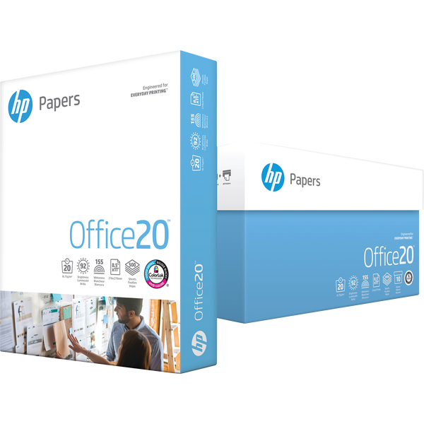 HP Office 20 Printer Paper, 92 Bright, 20 lb, White, 8-1/2" x 11", 10 Reams, 5000 Sheets