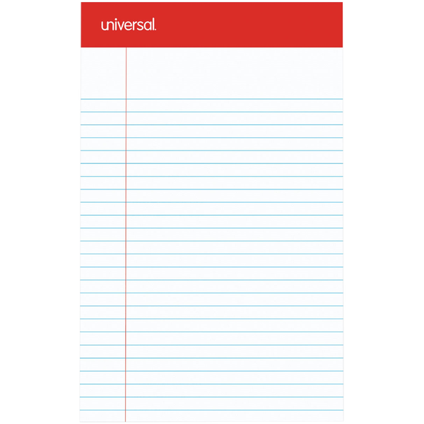 Universal Notepad, Narrow Ruled, White, 5” x 8”, 50 Sheets, 12 Pads