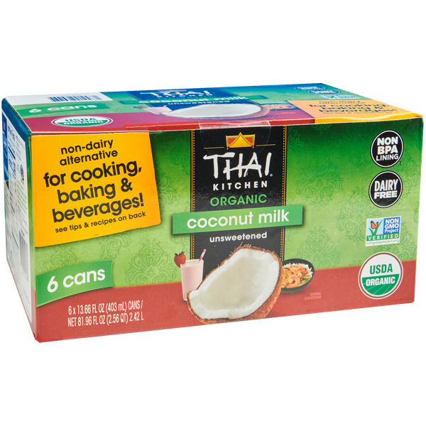 Thai Kitchen Organic Coconut Milk, Unsweetened, 13.66 fl oz, 6 ct