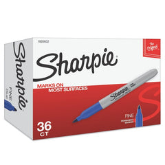 Sharpie Permanent Marker, Fine Point, Blue, 36 ct