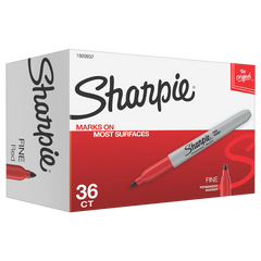 Sharpie Permanent Marker, Fine Point, Red, 36 ct