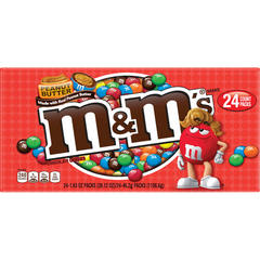 M&M'S Chocolate Candy, Peanut Butter, 1.63 oz, 24 ct