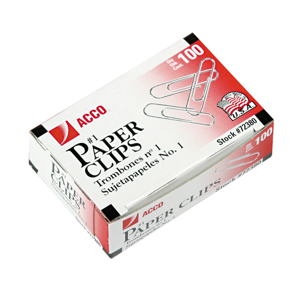 ACCO #1 Paper Clips, Smooth, 1000 ct