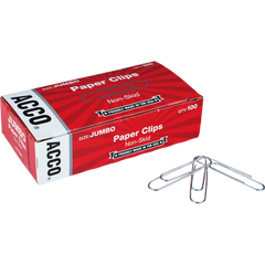 ACCO Jumbo Paper Clips, Non-Skid, 1000 ct