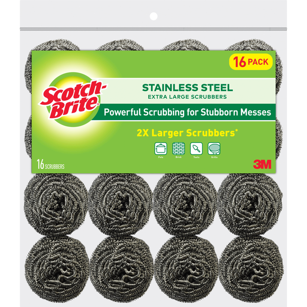 Scotch-Brite Stainless Steel Scrubber, 16 ct