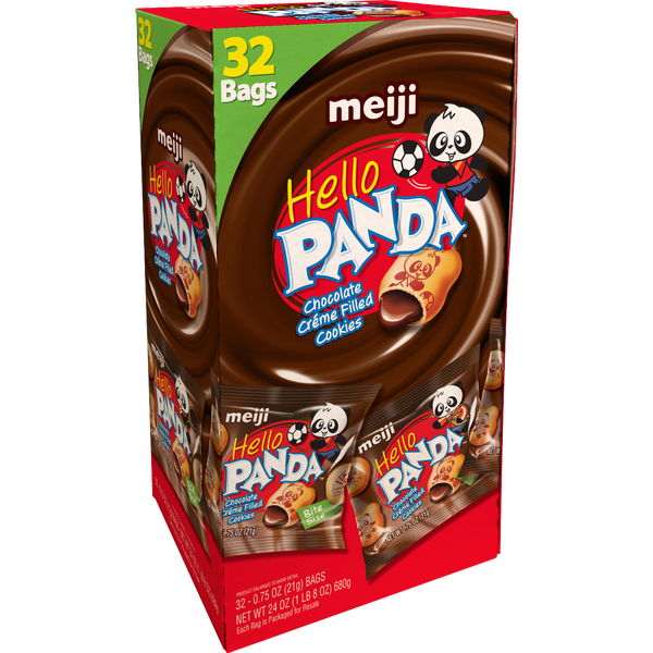 Meiji Hello Panda Cookies, Chocolate, 0.75 oz, 32 ct