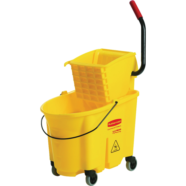 Rubbermaid Commercial WaveBrake Mop Bucket and Wringer, 26 Quart, Yellow