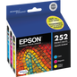 Epson 252 Ink Cartridge, Standard Yield, Cyan/Magenta/Yellow, 3 pk